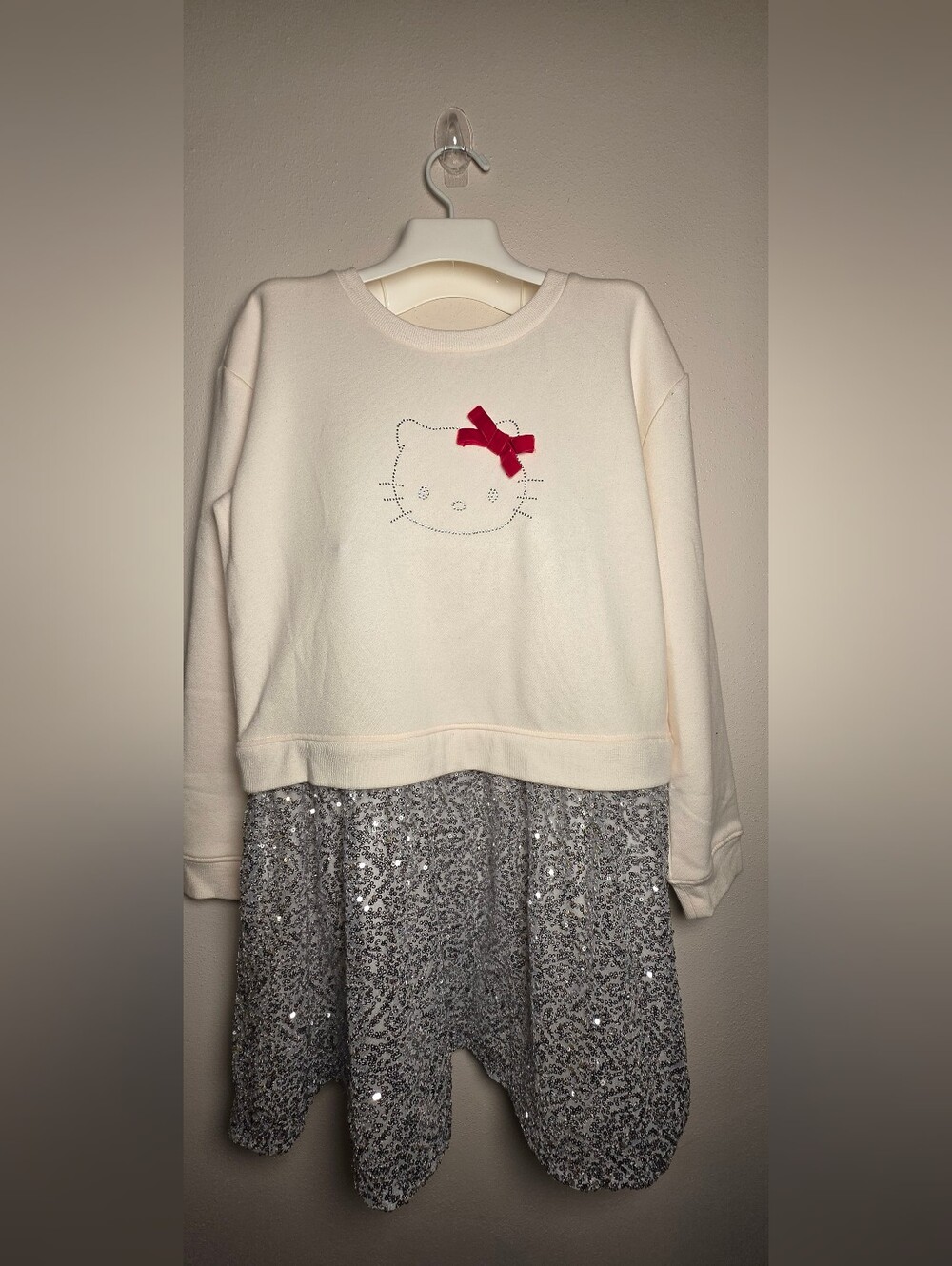 Hello Kitty Cream Pullover with Pink Bow Accent